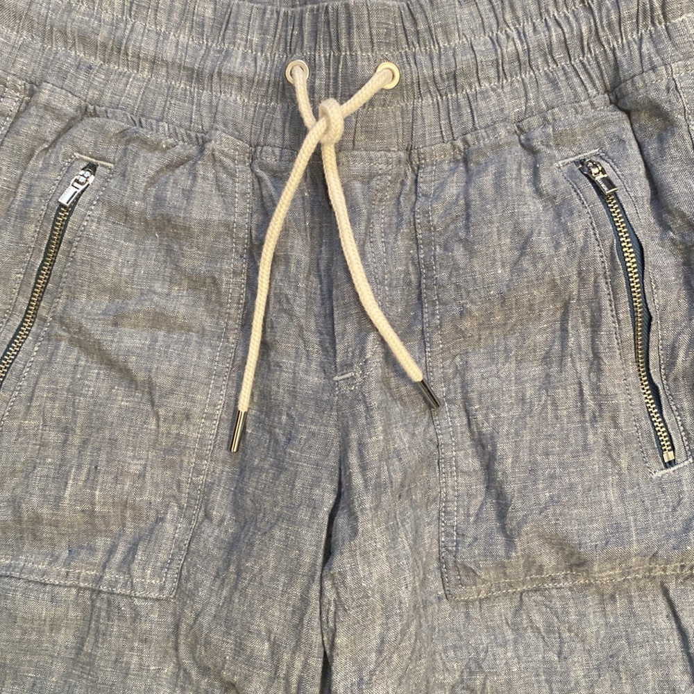 Athleta Cabo Linen Wide Leg Light Blue Pants Elastic Comfort - Picture 5 of 8